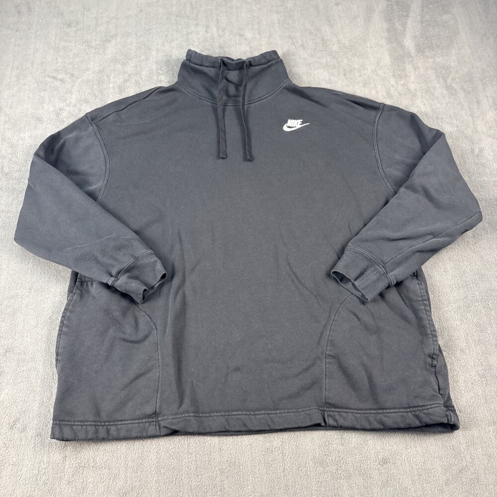 Nike Sweatshirt Women's Small Black Sportswear Club Fleece Oversized Mock-Neck